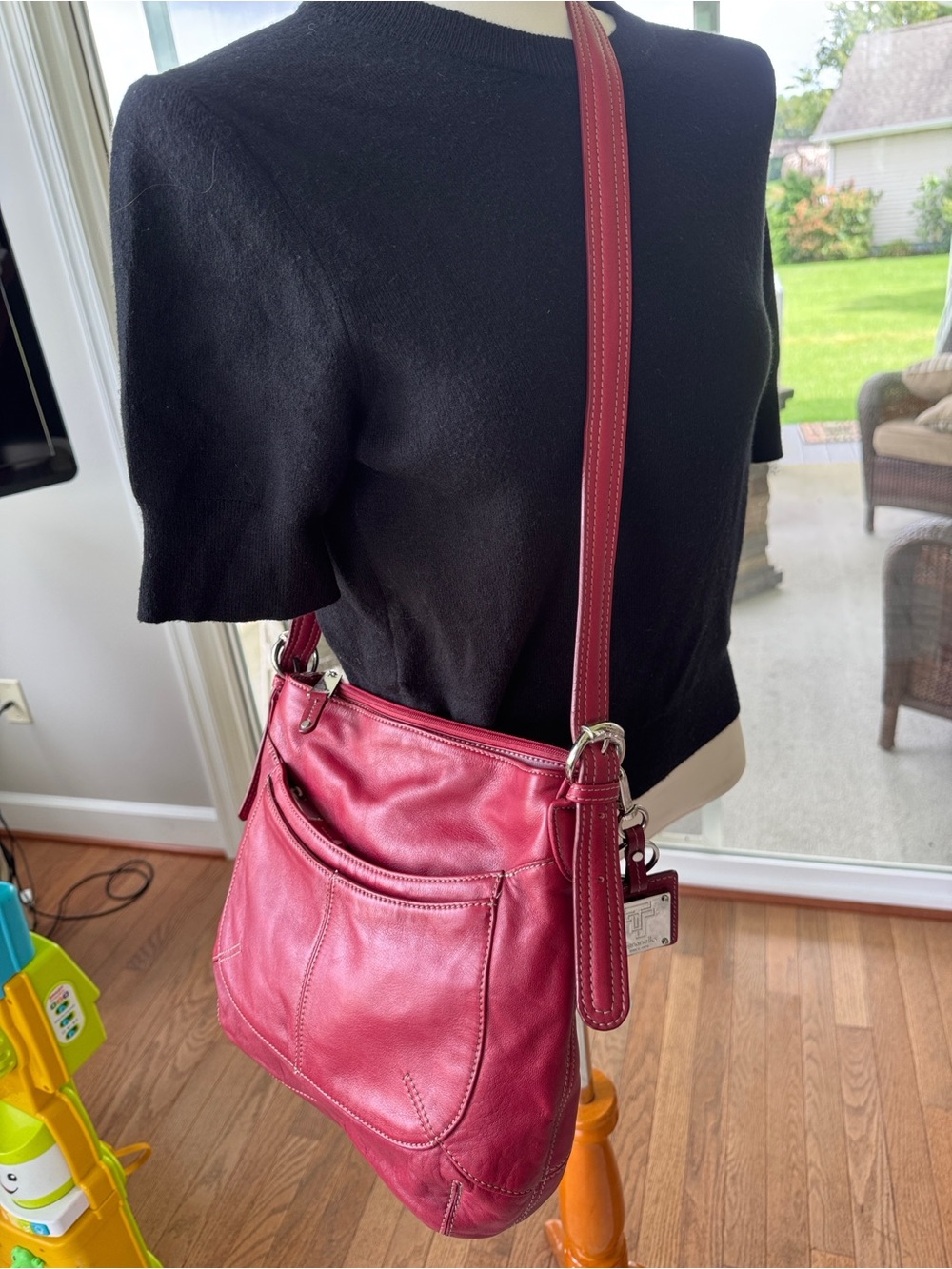 Tignanello rich Red ultra-soft Leather Multi-Compartment Shoulder Bag
